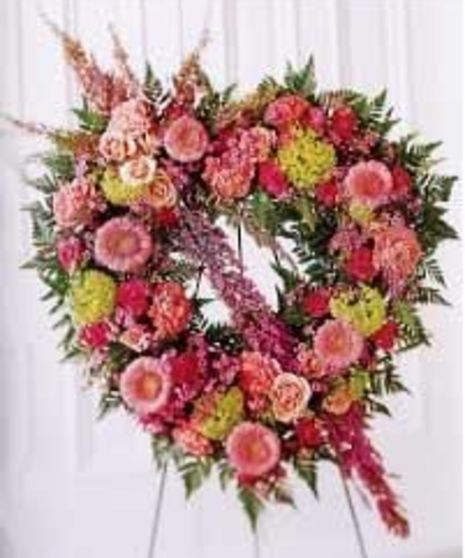 Pastel Standing Heart Funeral Spray