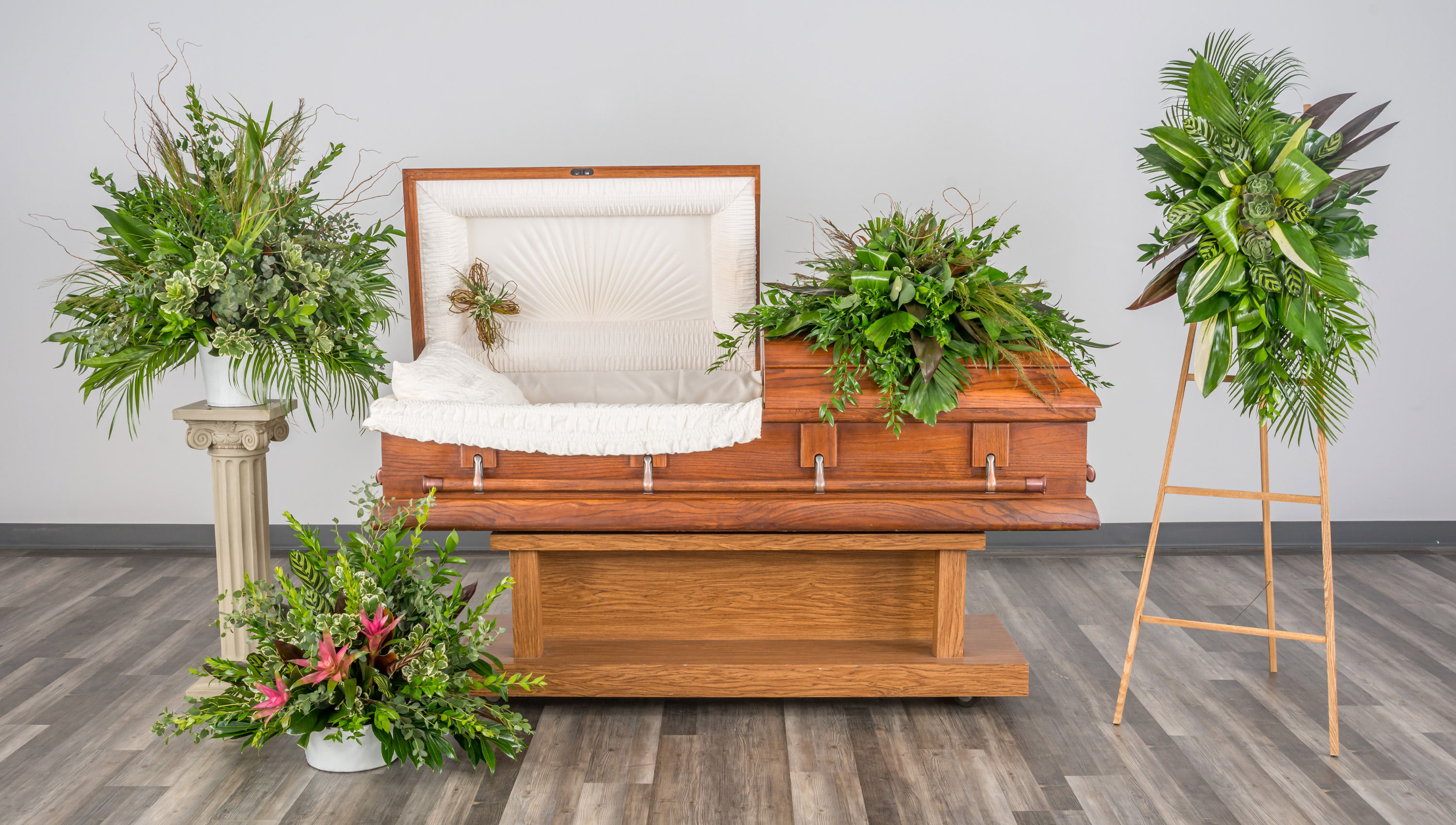 Sportsman Paradise - color palette of greens, whites, and soft earth tones symbolizes new beginnings, hope, and peace, offering a calming visual presence